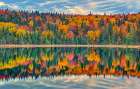 Canada-Quebec-La Mauricie National Park Autumn colors reflected in Lac Modene Art Print